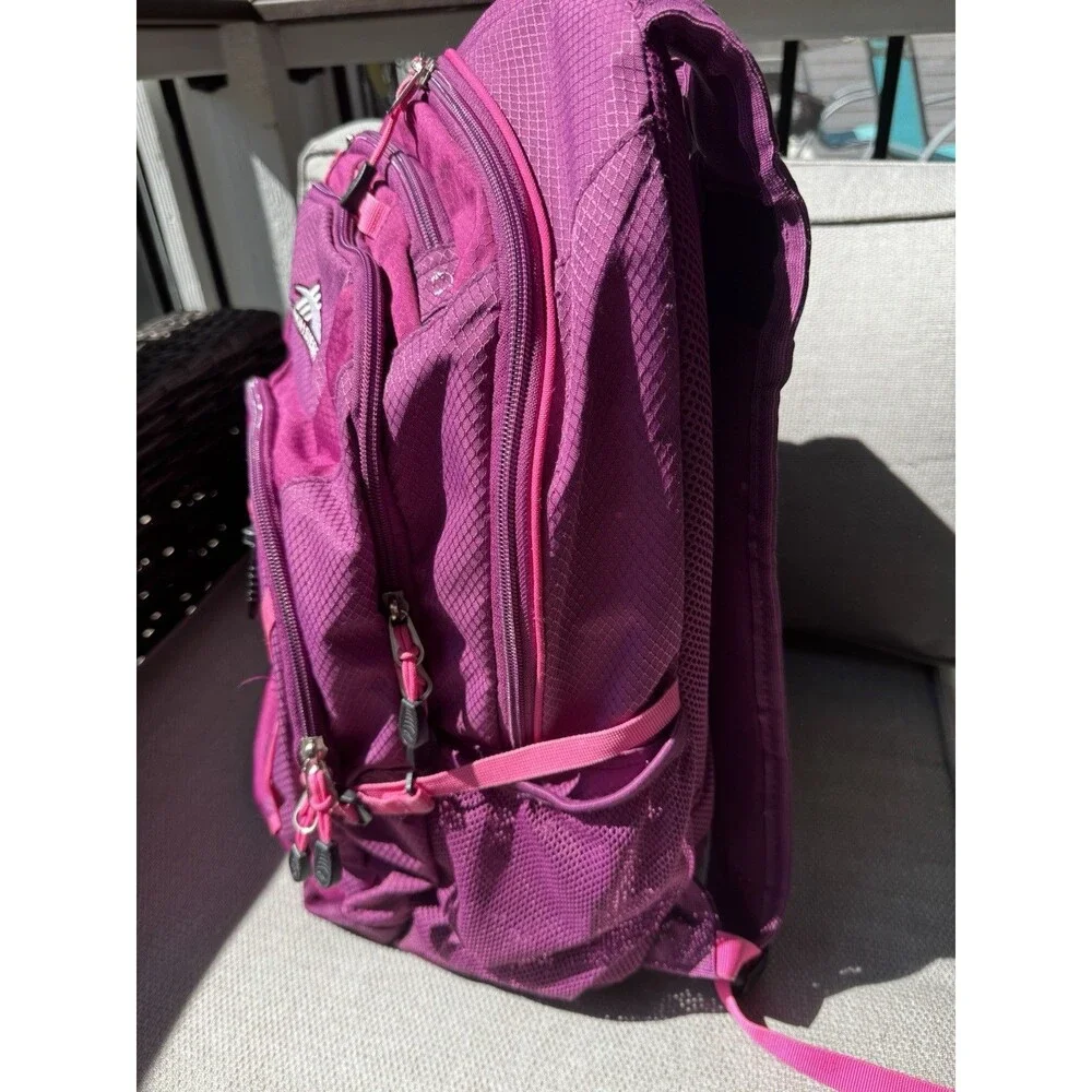 HIGH SIERRA Backpack Large Multi-Zip Pockets Laptop Layered Hiking Magenta EUC
